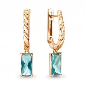 Серьги из золочёного серебра AQUAMARINE А45035088-п с турмалином А45035088-п фото