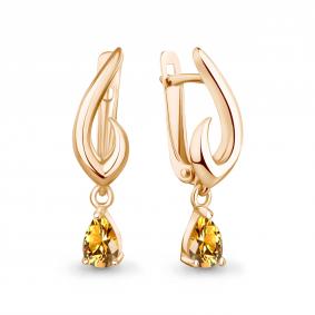 Серьги из золочёного серебра AQUAMARINE А45036706-п с цитрином А45036706-п фото