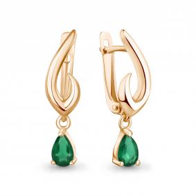 Серьги из золочёного серебра AQUAMARINE А45036709-п с агатом А45036709-п фото