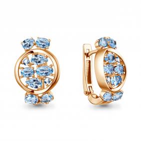 Серьги из золочёного серебра AQUAMARINE А45038005-п с топазом А45038005-п фото