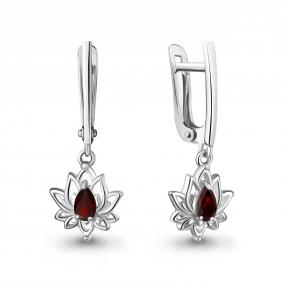 Серебряные серьги AQUAMARINE А45040303 с гранатом А45040303 фото