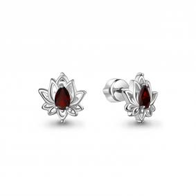 Серебряные серьги AQUAMARINE А45040403 с гранатом А45040403 фото
