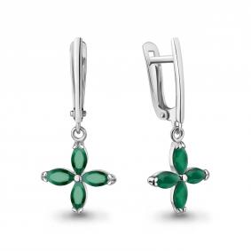 Серебряные серьги AQUAMARINE А45042409 с агатом А45042409 фото