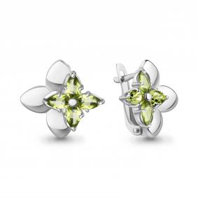 Серебряные серьги AQUAMARINE А45046307 с хризолитом А45046307 фото