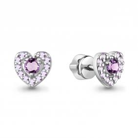 Серебряные серьги AQUAMARINE А45046604Д с фианитом и аметистом А45046604Д фото