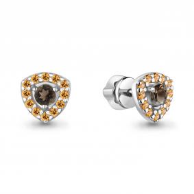 Серебряные серьги AQUAMARINE А45046701Е с цитрином и кварцем А45046701Е фото