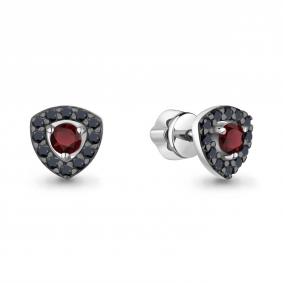 Серебряные серьги AQUAMARINE А45046703Ч с гранатом и ювелирным кристаллом А45046703Ч фото