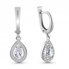 Серебряные серьги AQUAMARINE А45202А с фианитом А45202А фото