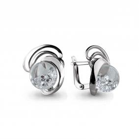 Серебряные серьги AQUAMARINE с плавающим фианитом А45343 А45343 фото