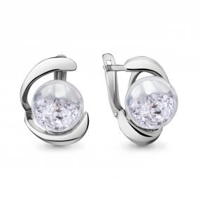 Серебряные серьги AQUAMARINE А45357 с ювелирным кристаллом А45357 фото