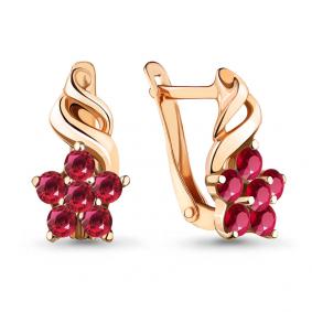 Серьги из золочёного серебра AQUAMARINE А45366В-п с рубиновым корундом А45366В-п фото