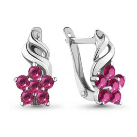 Серебряные серьги AQUAMARINE А45366В с рубиновым корундом А45366В фото