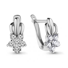 Серебряные серьги AQUAMARINE А45373А с фианитом А45373А фото