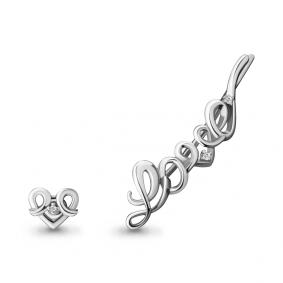 Серебряные серьги AQUAMARINE А45499А с фианитом А45499А фото