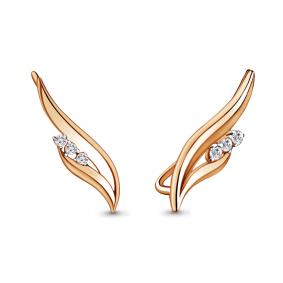 Серьги из золочёного серебра AQUAMARINE А45504А-п с фианитом А45504А-п фото