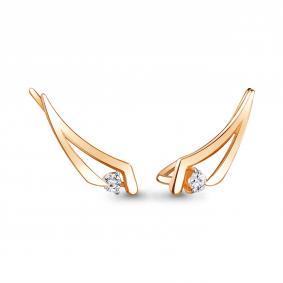 Серьги из золочёного серебра AQUAMARINE А45506А-п с фианитом А45506А-п фото