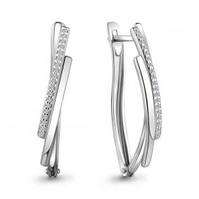 Серебряные серьги AQUAMARINE А45568А с фианитом А45568А фото