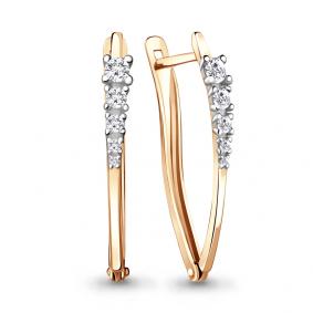 Серьги из золочёного серебра AQUAMARINE А45579А-п с фианитом А45579А-п фото