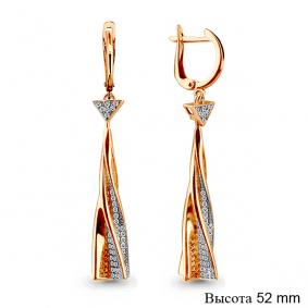 Серьги из золочёного серебра AQUAMARINE А45779А-п с фианитом А45779А-п фото