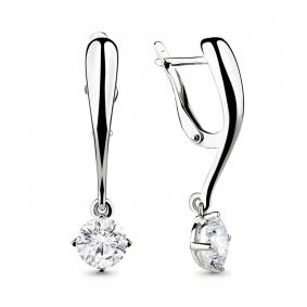 Серебряные серьги AQUAMARINE А46047 с фианитом А46047 фото