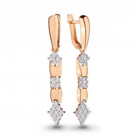 Серьги из золочёного серебра AQUAMARINE А46141А-п с фианитом А46141А-п фото