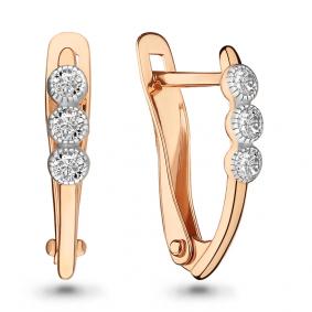 Серьги из золочёного серебра AQUAMARINE А46153А-пк с фианитом А46153А-пк фото