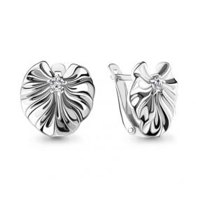 Серебряные серьги AQUAMARINE А46180А с фианитом А46180А фото