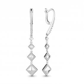 Серебряные серьги AQUAMARINE А46274А с фианитом А46274А фото