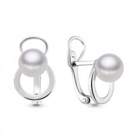 Серебряные серьги AQUAMARINE А46321 с жемчугом А46321 фото