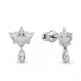 Серебряные серьги AQUAMARINE А46455А с фианитом А46455А фото