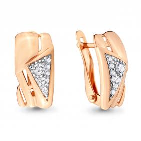 Серьги из золочёного серебра AQUAMARINE А46472А-п с фианитом А46472А-п фото