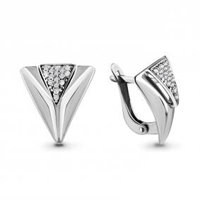 Серебряные серьги AQUAMARINE А46501А с фианитом А46501А фото