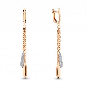 Серьги из золочёного серебра AQUAMARINE А46527-п с ювелирным кристаллом А46527-п фото