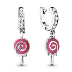 Серебряные серьги AQUAMARINE А46537А с фианитом и эмалью А46537А фото