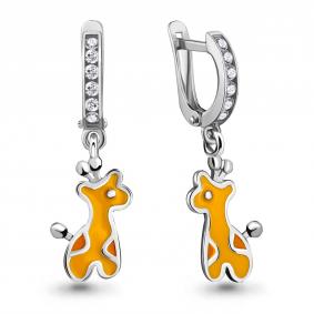 Серебряные серьги AQUAMARINE А46541А с фианитом А46541А фото