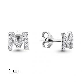 Серебряная одиночная серьга Аквамарин с фианитом А46559А А46559А фото