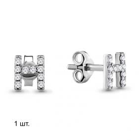 Одиночная серьга-буква Н из  серебра AQUAMARINE с фианитом А46560А А46560А фото