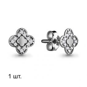 Одиночная серьга из серебра AQUAMARINE с фианитом А46565А А46565А фото