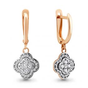 Серьги из золочёного серебра AQUAMARINE А46588А-пк с фианитом А46588А-пк фото