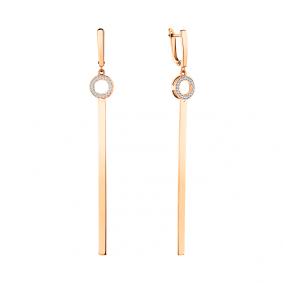 Серьги из золочёного серебра AQUAMARINE А46626А-п с фианитом А46626А-п фото