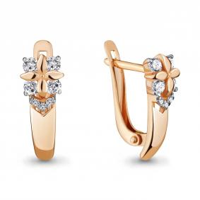 Серьги из золочёного серебра AQUAMARINE А46634А-п с фианитом А46634А-п фото
