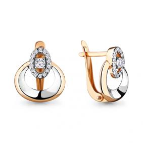 Серьги из золочёного серебра AQUAMARINE А46670А-пк с фианитом А46670А-пк фото
