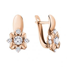 Серьги из золочёного серебра AQUAMARINE А46673А-п с фианитом А46673А-п фото