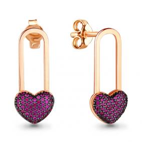 Серьги из золочёного серебра AQUAMARINE А46726В-п с рубиновым корундом А46726В-п фото