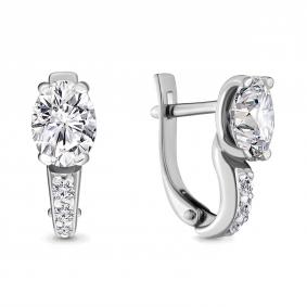 Серебряные серьги AQUAMARINE А46730А с фианитом А46730А фото