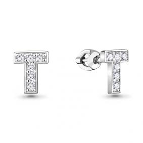 Серебряные серьги AQUAMARINE А46772А с фианитом А46772А фото