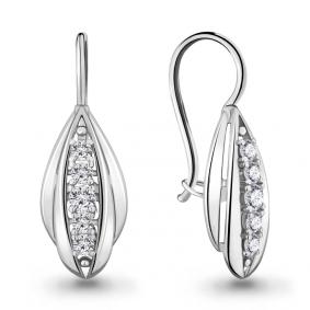 Серебряные серьги AQUAMARINE А46807А с фианитом А46807А фото
