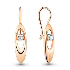 Серьги из золочёного серебра AQUAMARINE А46808А-п с фианитом А46808А-п фото