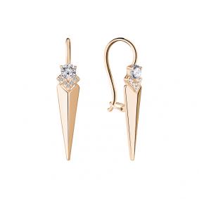 Серьги из золочёного серебра AQUAMARINE А46812А-п с фианитом А46812А-п фото