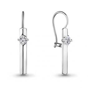 Серебряные серьги AQUAMARINE А46814А с фианитом А46814А фото